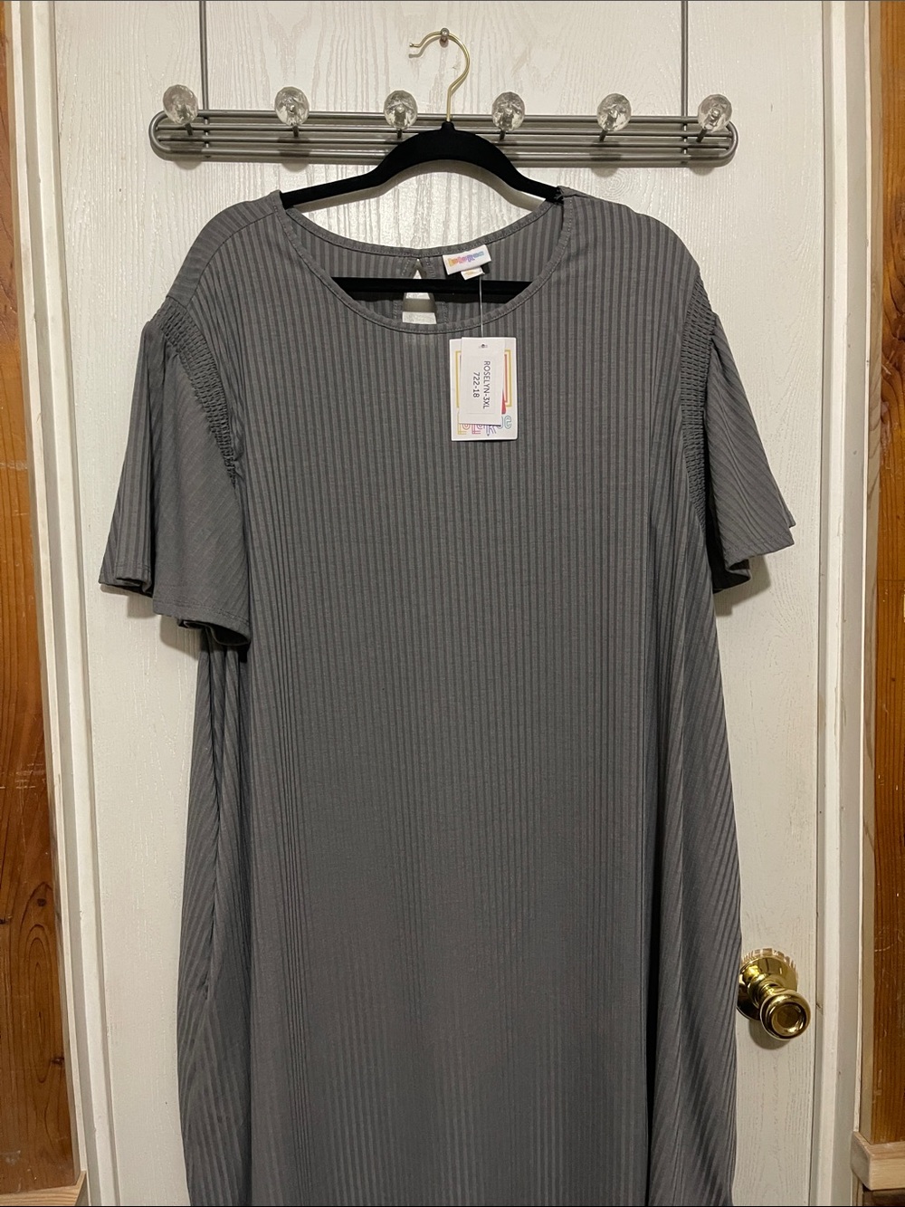 LuLaRoe Roselyn Gray Ribbed Tunic Dress 3XL BNWT